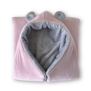 Érase una vez-saco capazo bebé de invierno polar orejitas terciopelo rosa